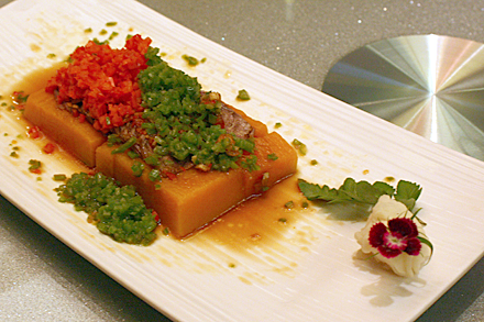 Steamed Pumpkin with Bean Paste Sauce