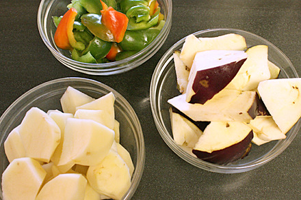 Cut Up Potatoes and Eggplant