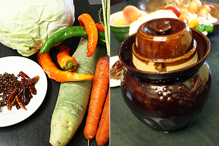 Making Sichuan pickles in a jar