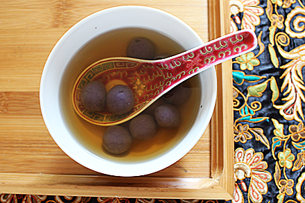 Purple Yam Tangyuan with Ginver Syrup